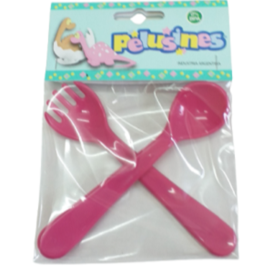 CUBIERTOS PLAST PELU ROSA